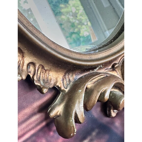 Pair of Vintage Rococo Style Ornate Wall Mirrors Gilt Hollywood Regency Oval - Picture 5 of 7